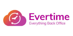 EverTime logo: gradient orange-pink cloud with circular arrows, beside the text 'EverTime' and 'Everything Back Office'.