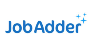 JobAdder logo in blue with three star-like sparkles to the right.